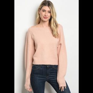 Blush Sweater with Shoulder Cut Out